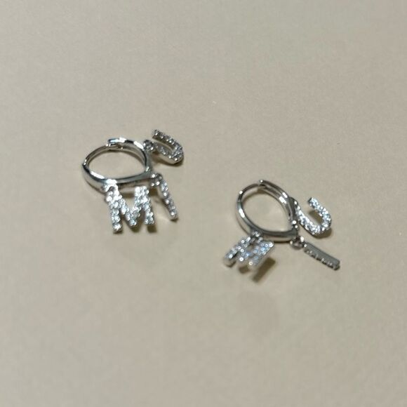Diamond hoop earrings N685 - Picture 2 of 3